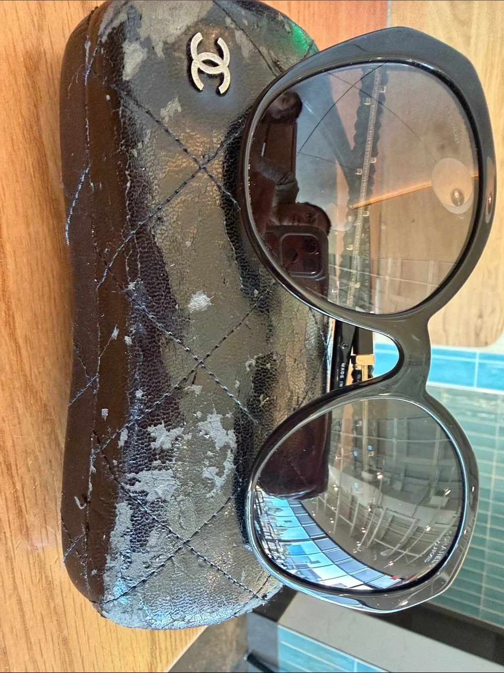CHANEL Black Oversized Butterfly Sunglasses with Brown Lenses